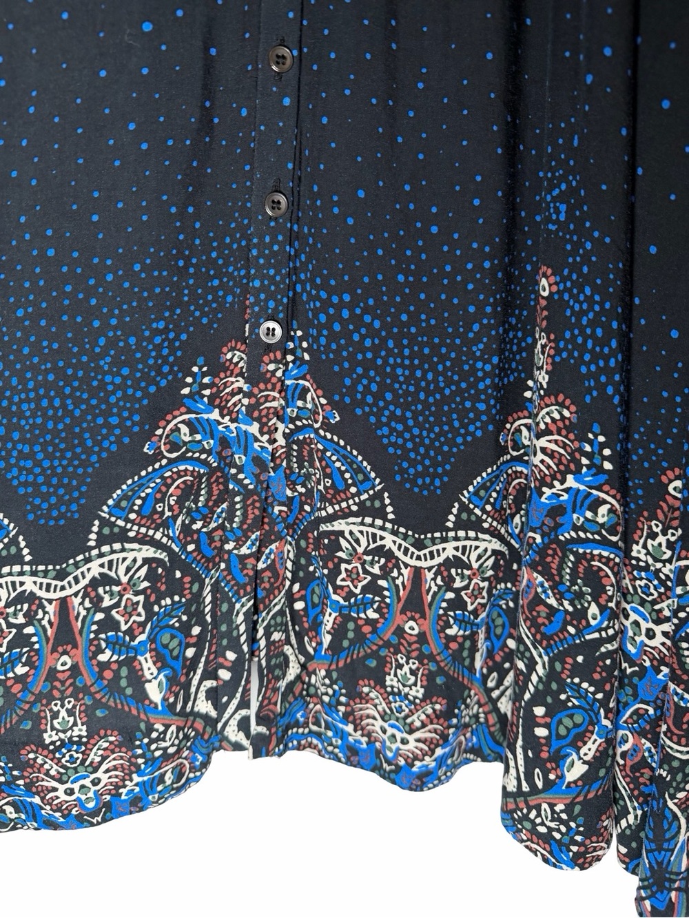 Free People Maxi Dress Blue Boho Paisley Criss Cross Back Large - Picture 9 of 12